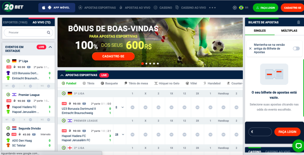 Site oficial 20Bet apostas